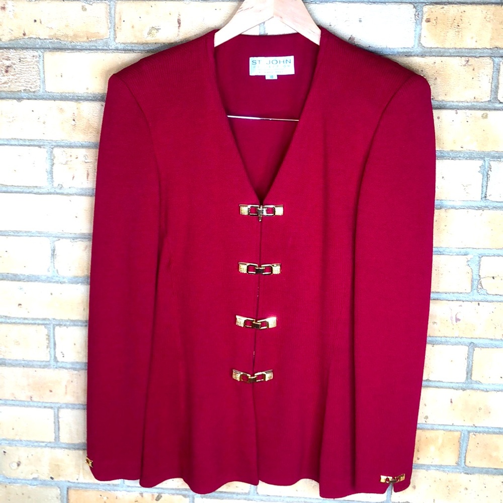 St John Collection red jacket sz 10